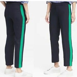 Banana republic navy blue green tuxedo striped Avery pants Sz 6